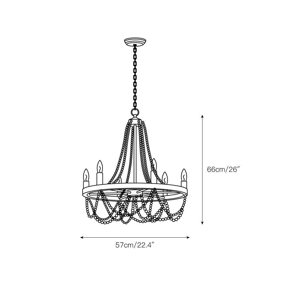 Alshaan Vintage Industrial Wooden Metal Chandelier - Lamp Copper