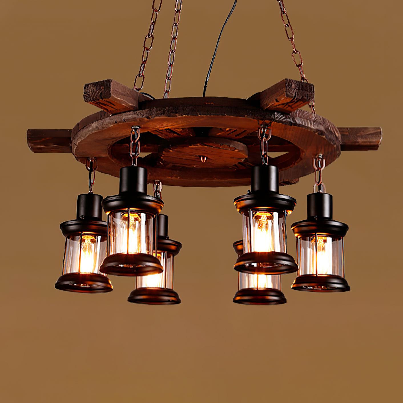 Aurzorir Vintage Wood Chandelier - Letslighting