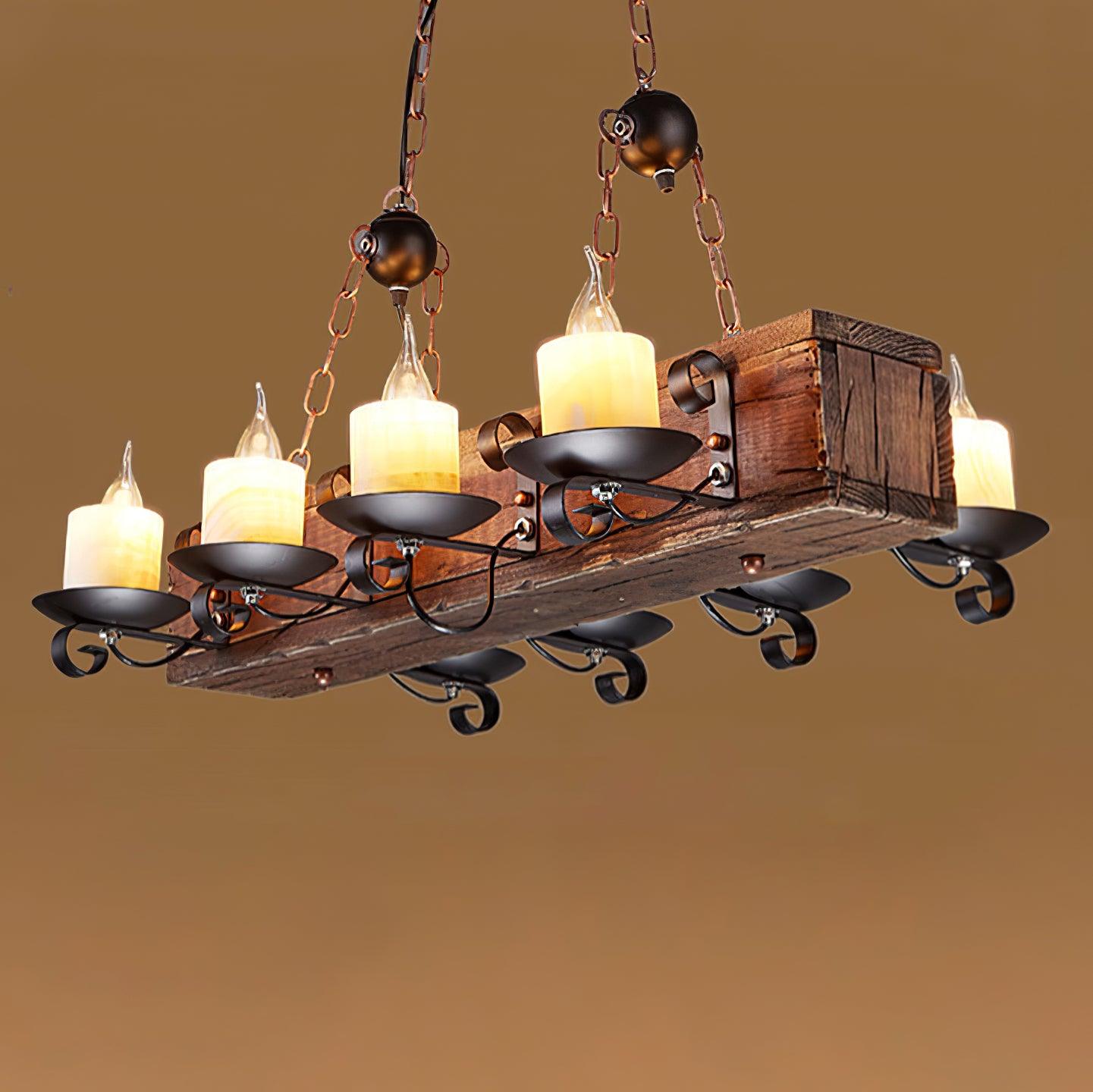 Aurzorir Vintage Wood Chandelier - Letslighting