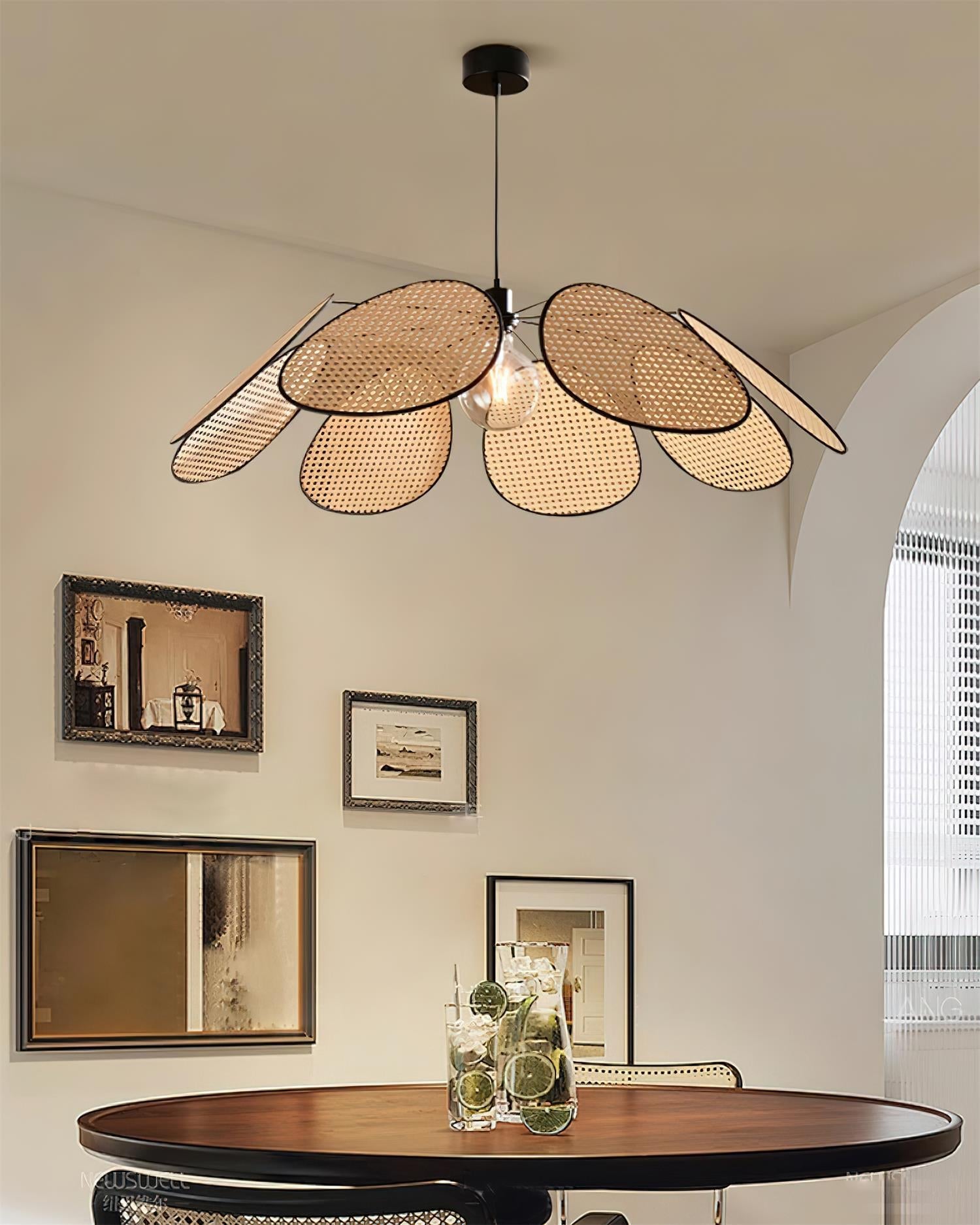 Lustre Avec Pétales et Cadre en Rotin Ambient Bohemian - Neutralighting