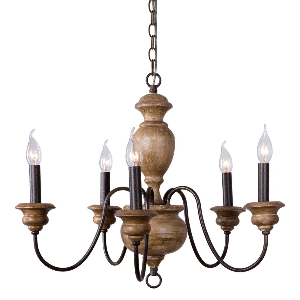 Evvine Vintage Industrial Wood Metal Chandelier - Lamp Copper