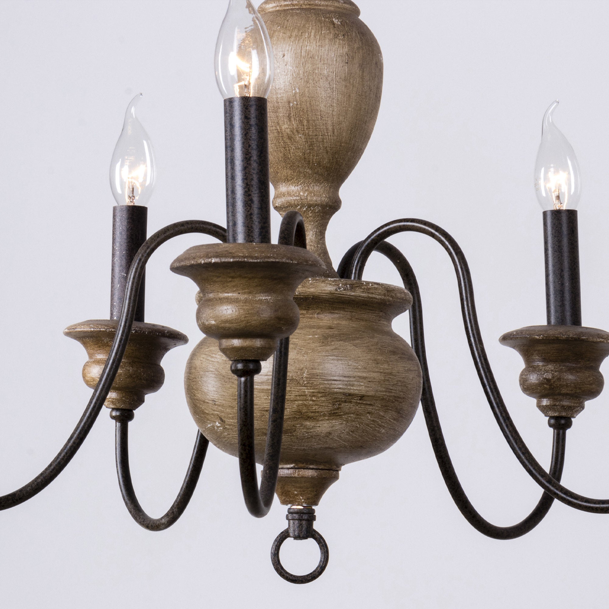 Evvine Vintage Industrial Wood Metal Chandelier - Lamp Copper