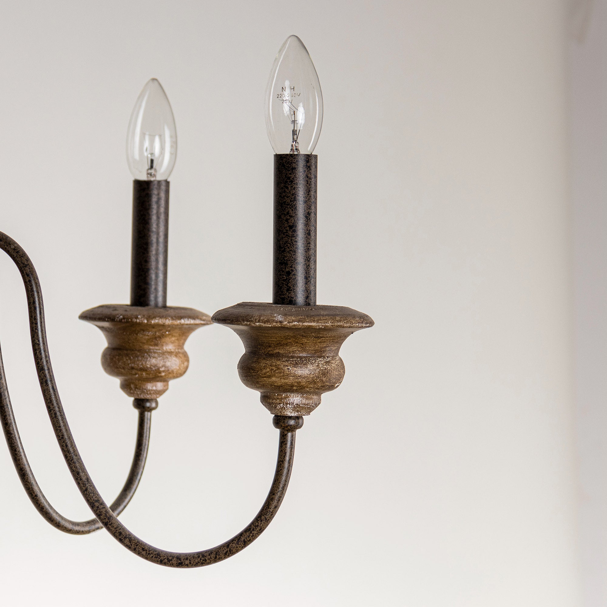 Evvine Vintage Industrial Wood Metal Chandelier - Lamp Copper