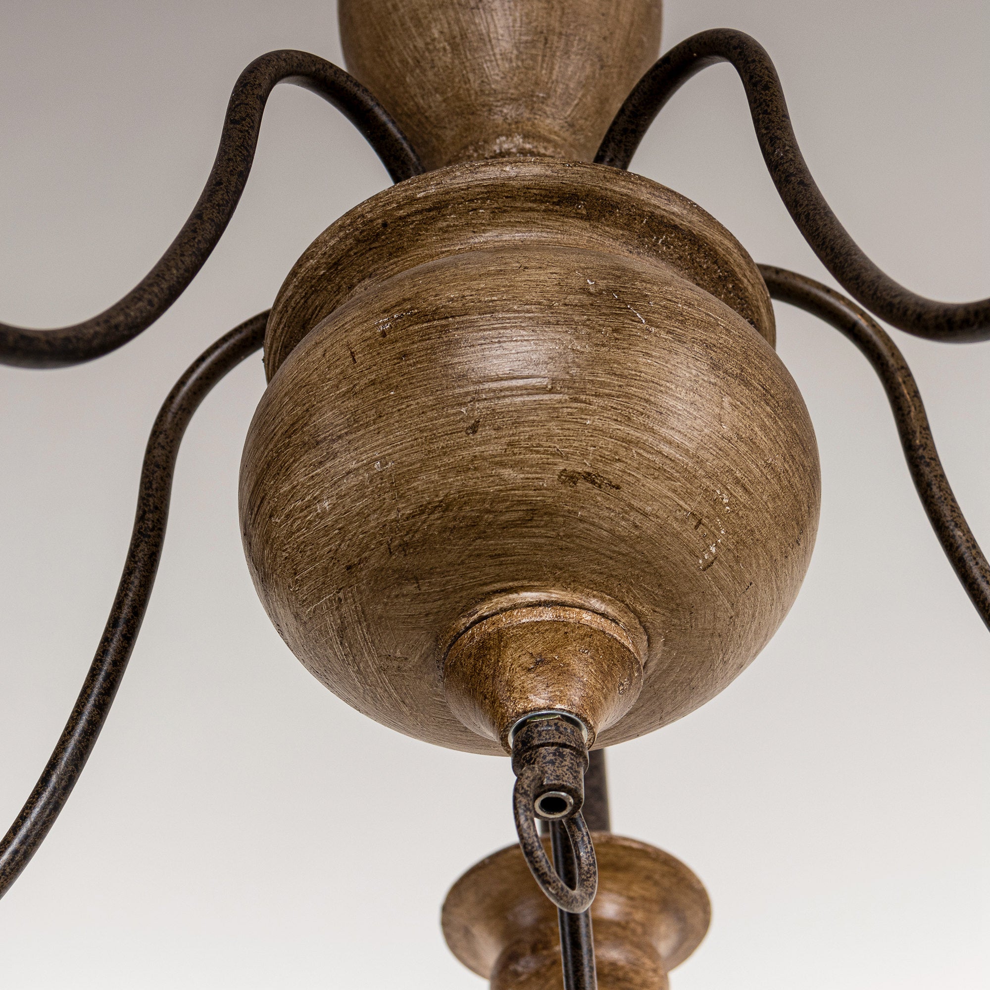 Evvine Vintage Industrial Wood Metal Chandelier - Lamp Copper