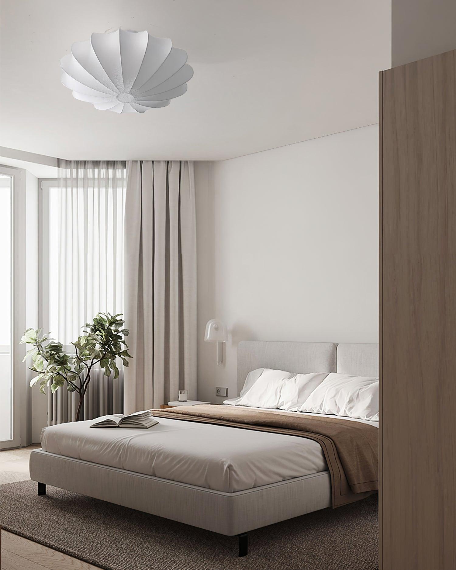 Solara Plafonnier Tissu Coquillage Sculptural Élégant - Neutralighting