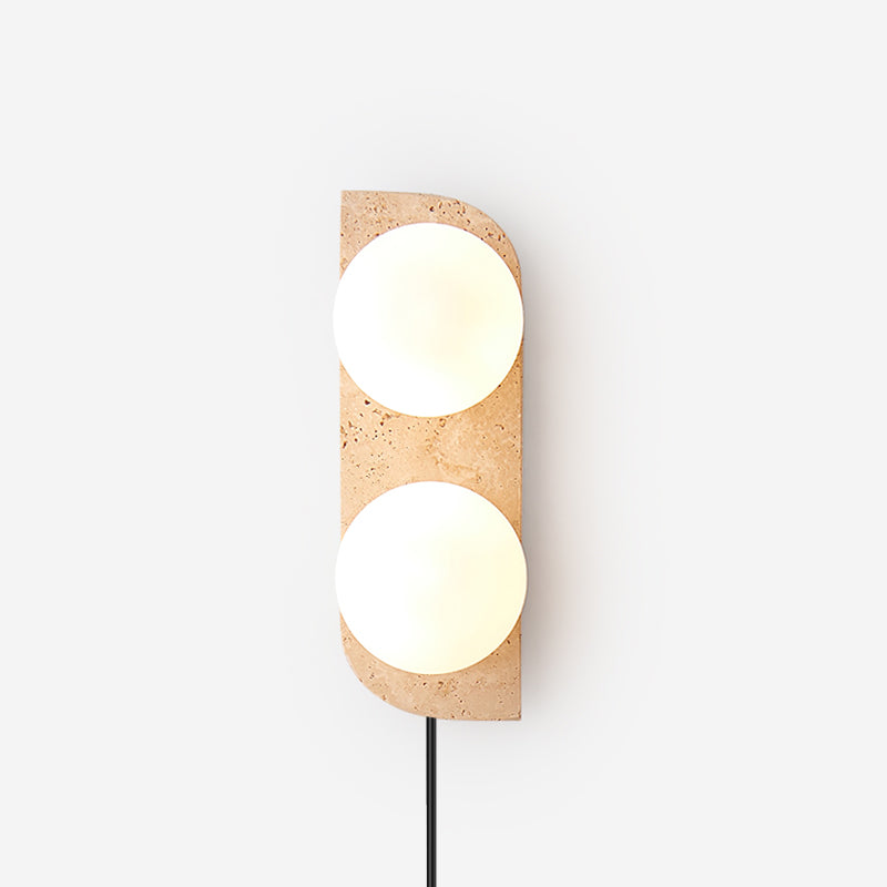 Aurorace Applique murale Travertine Plug-In avec deux globes en verre Soft Glow - Neutralighting