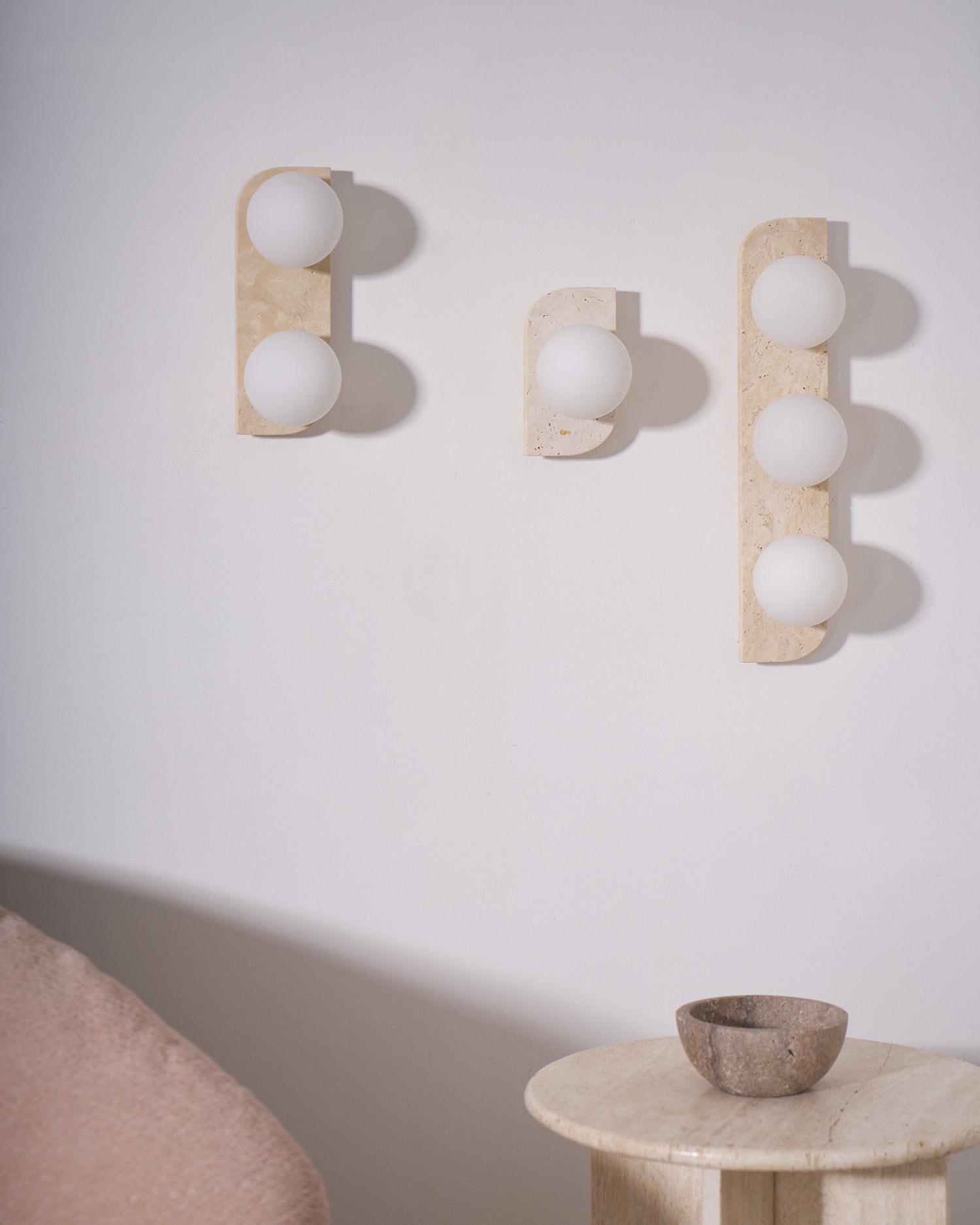 Zophaor Minimalist Travertine Plug-In Wall Light - Neutralighting