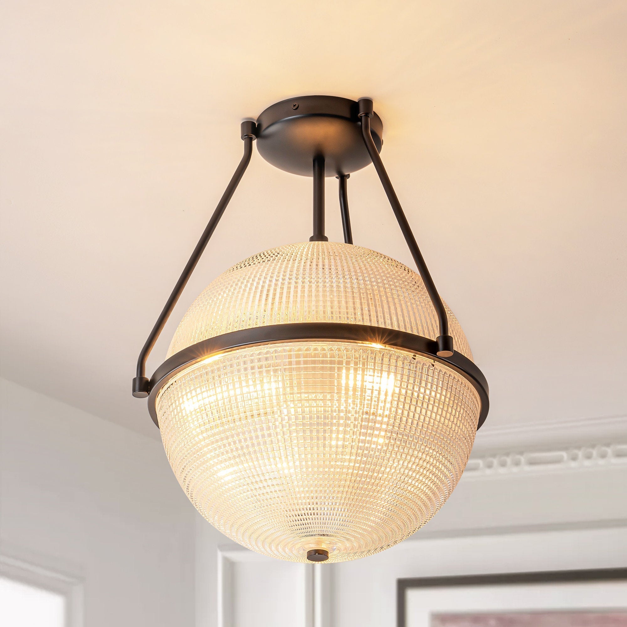 Atale Modern Minimalist Glass Metal Ceiling Lamp - Lamp Copper