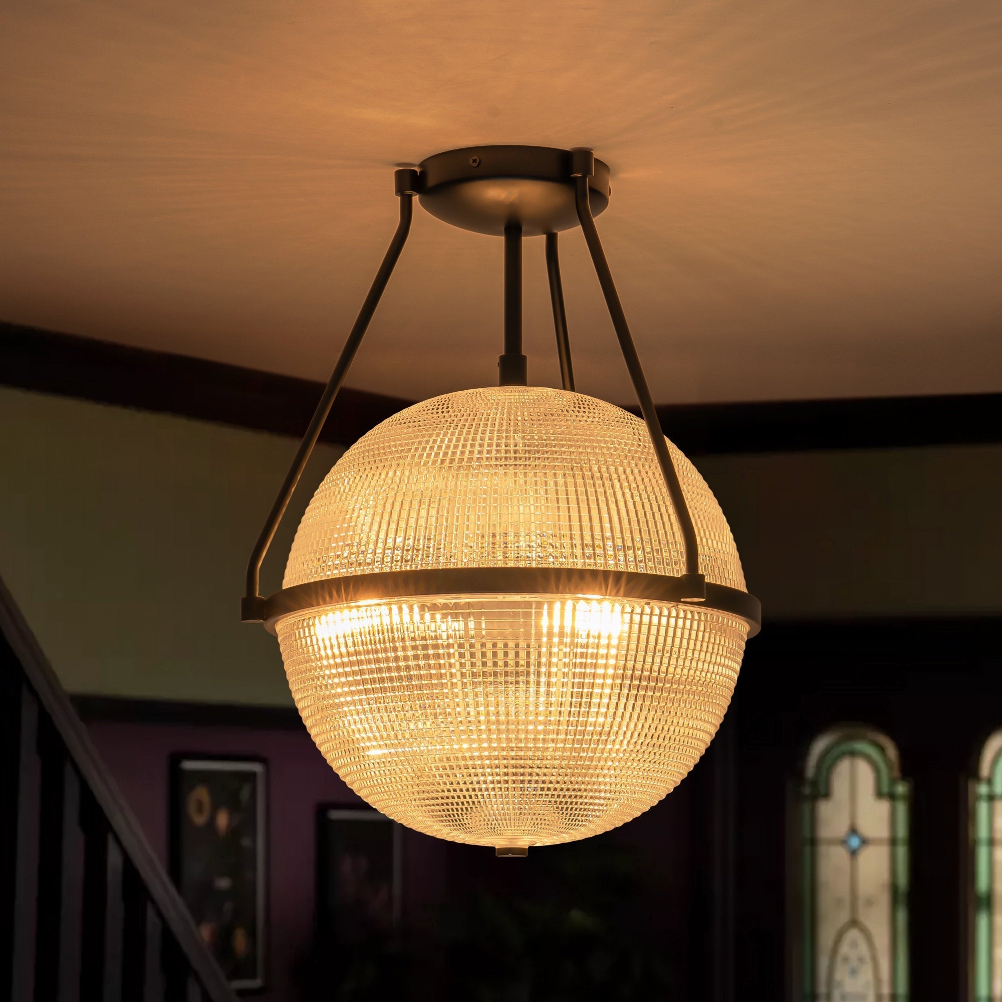Atale Modern Minimalist Glass Metal Ceiling Lamp - Lamp Copper