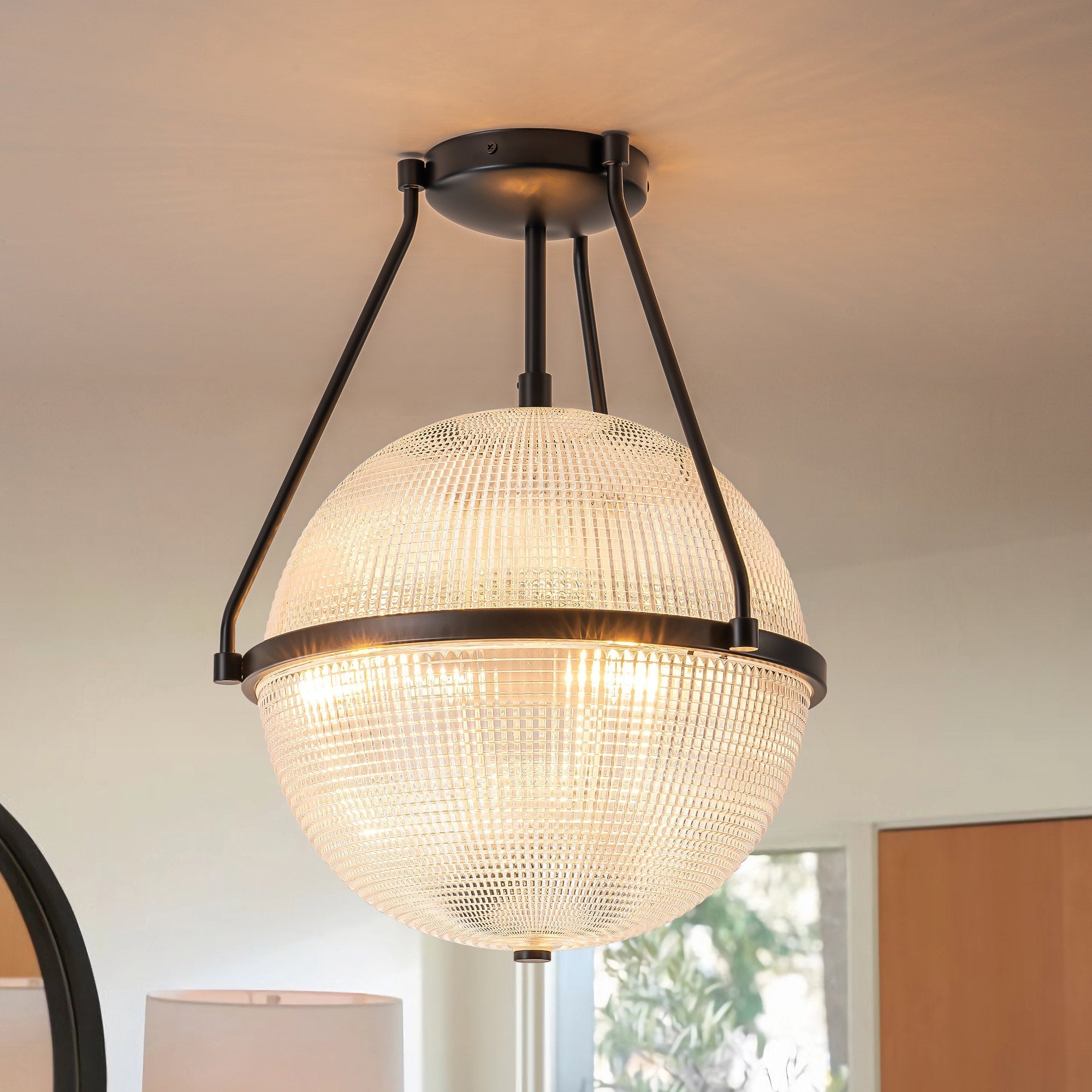 Atale Modern Minimalist Glass Metal Ceiling Lamp - Lamp Copper
