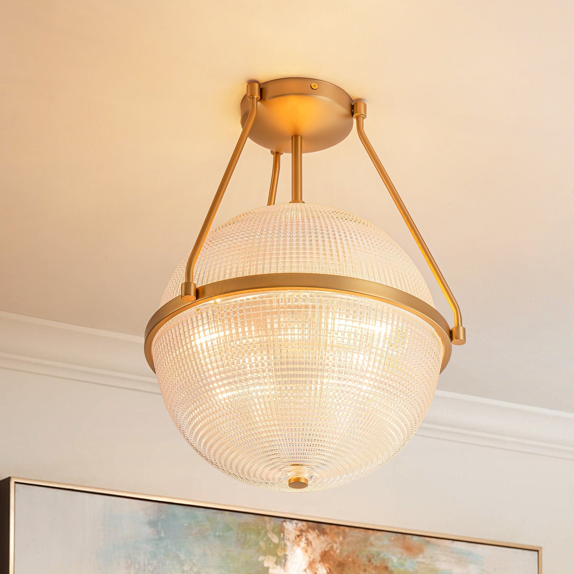 Atale Modern Minimalist Glass Metal Ceiling Lamp - Lamp Copper