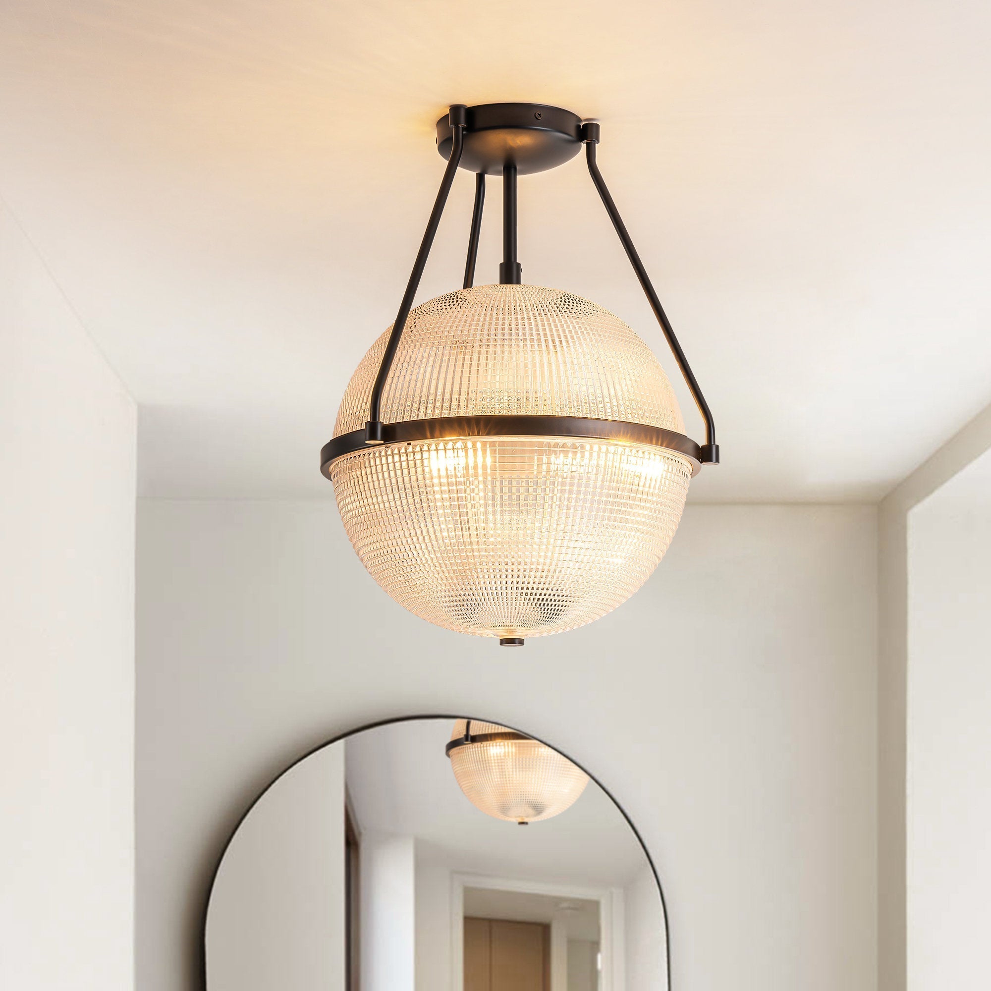 Atale Modern Minimalist Glass Metal Ceiling Lamp - Lamp Copper