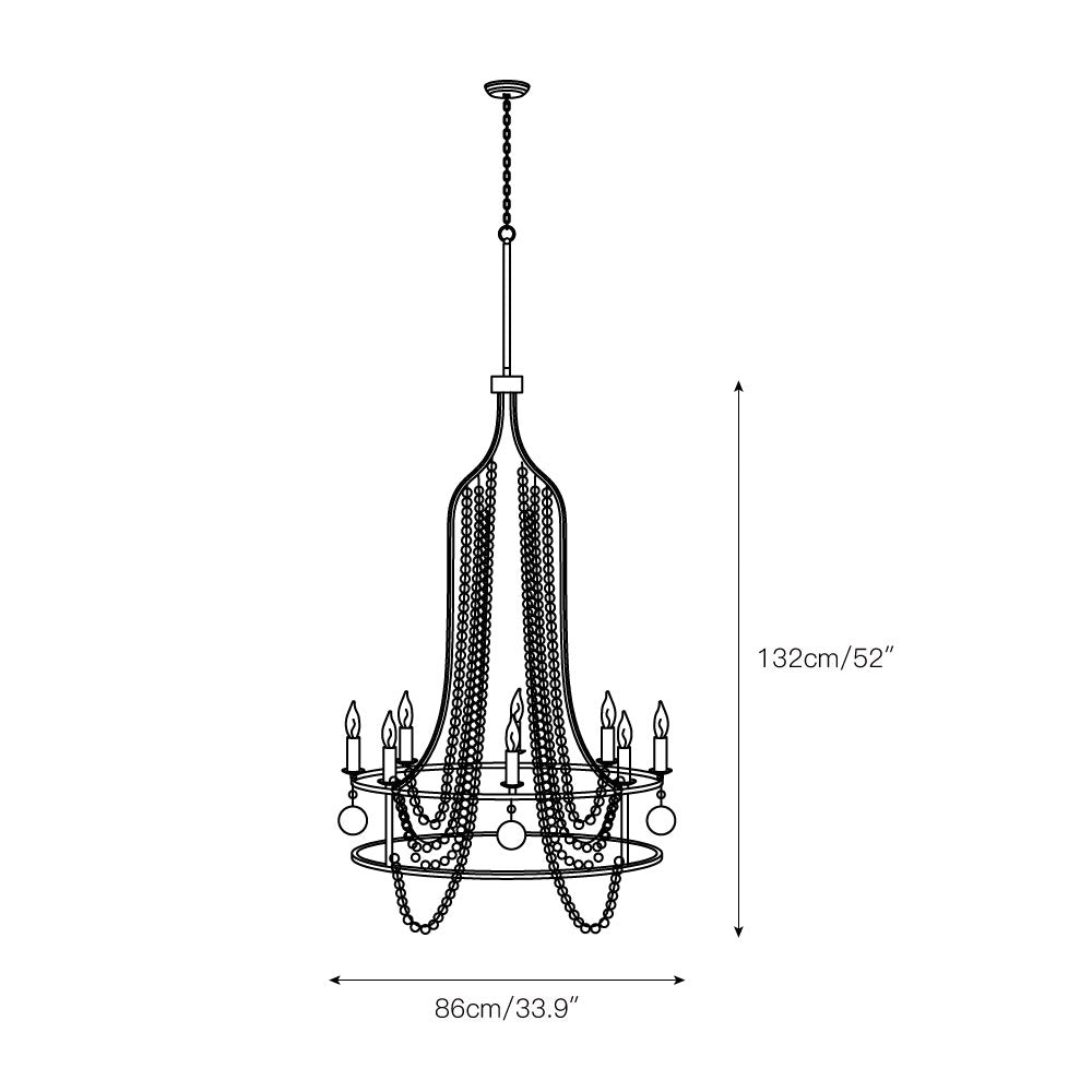 Zethayra Vintage Industrial Wooden Metal Chandelier - Lamp Copper