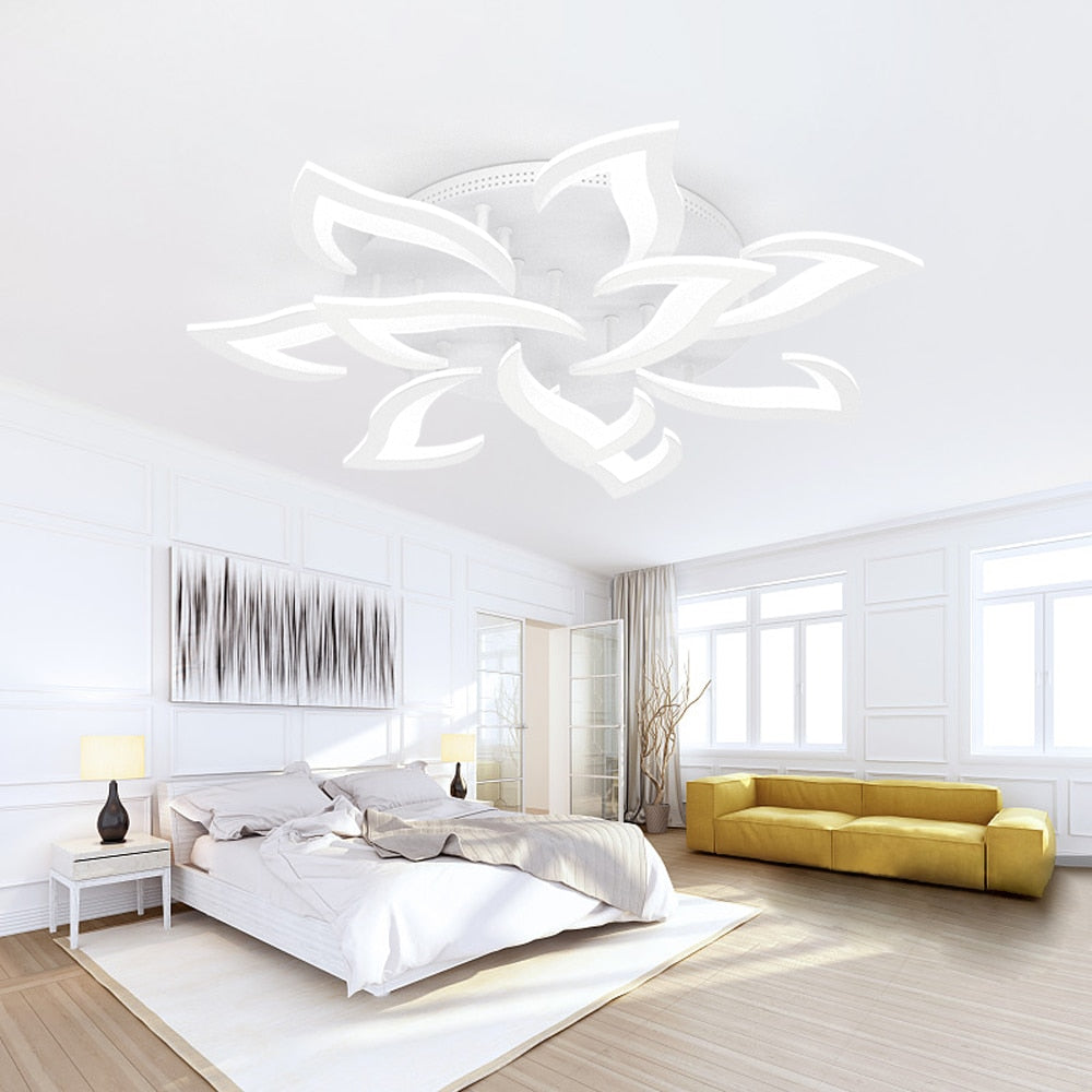 Arisha Plafonnier Fleur Contemporain Métal/Acrylique Noir/Blanc Salon - Neutralighting