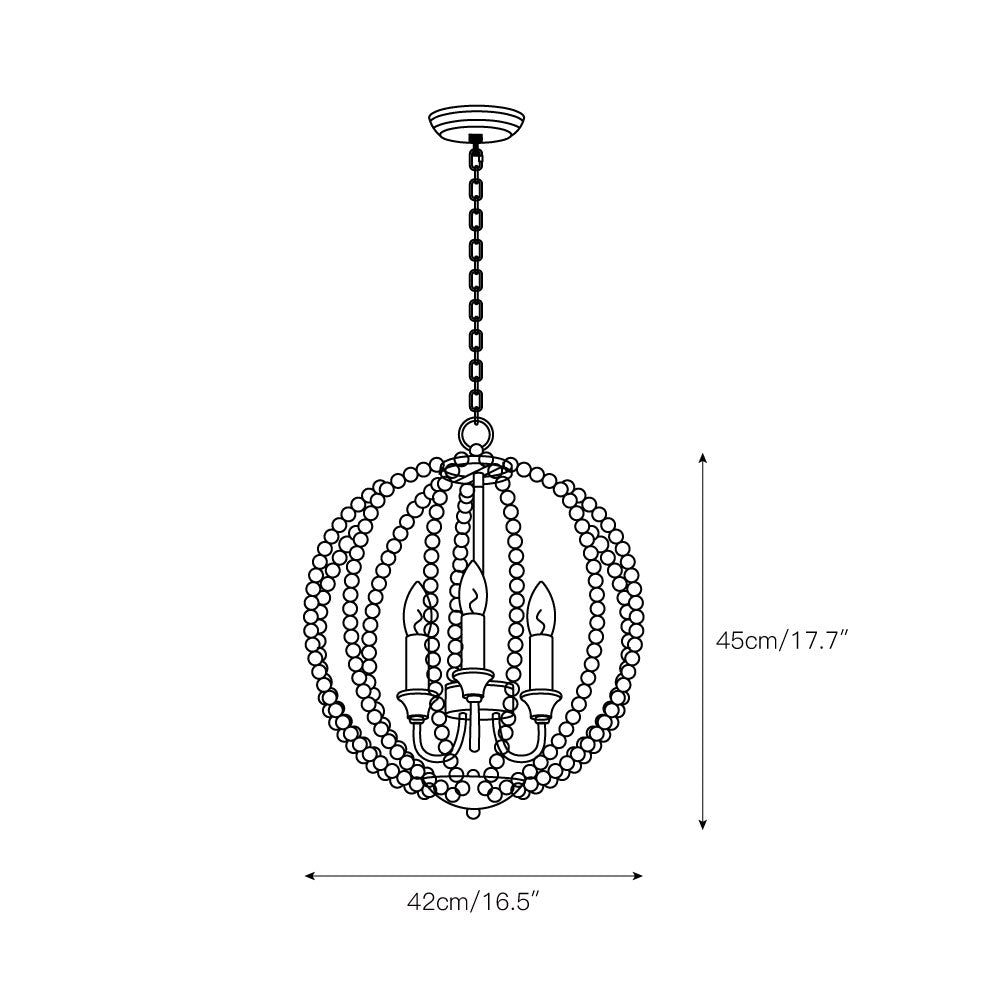 Vanoren Modern Minimalist Beaded Wooden Metal Pendant Lamp - Lamp Copper
