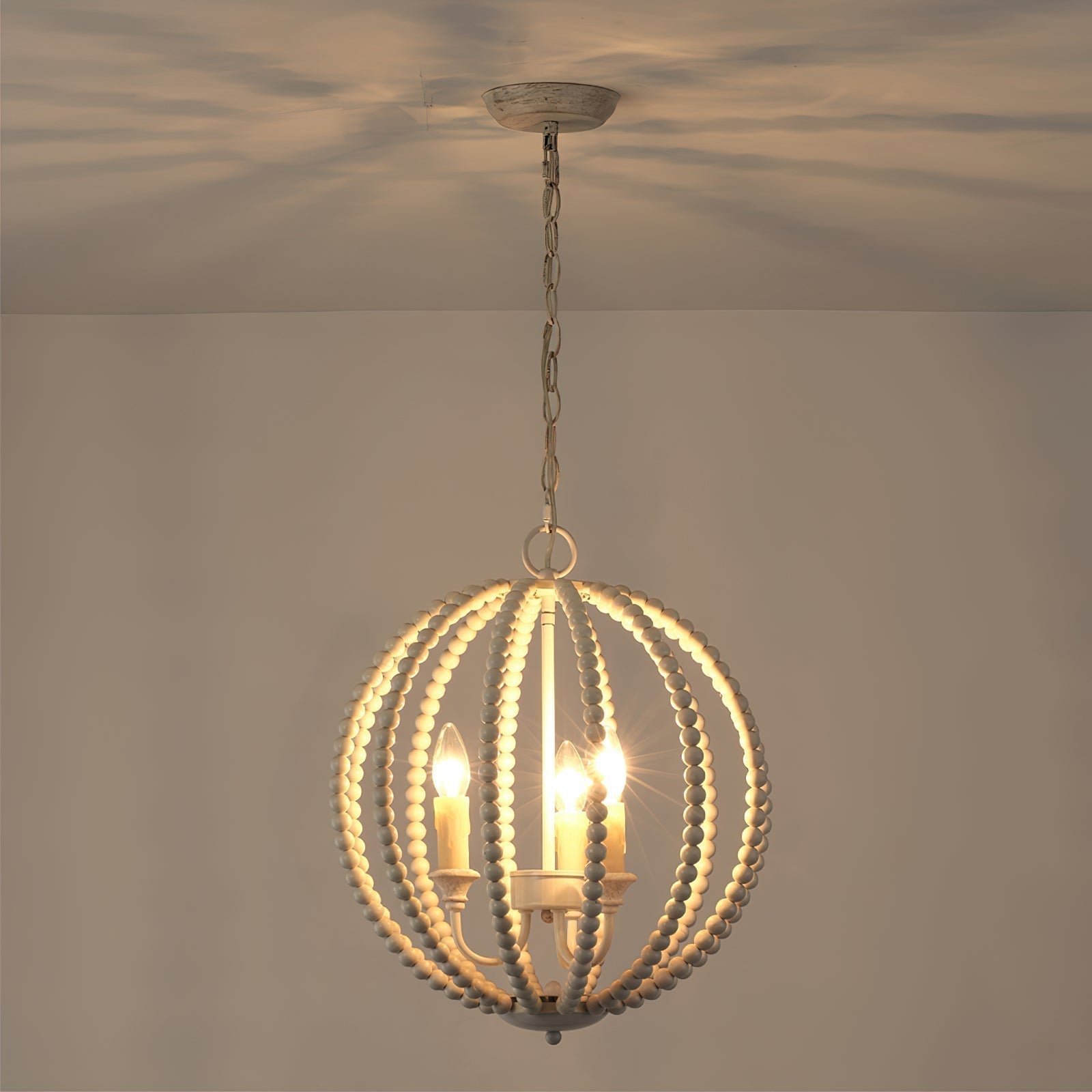 Vanoren Modern Minimalist Beaded Wooden Metal Pendant Lamp - Lamp Copper