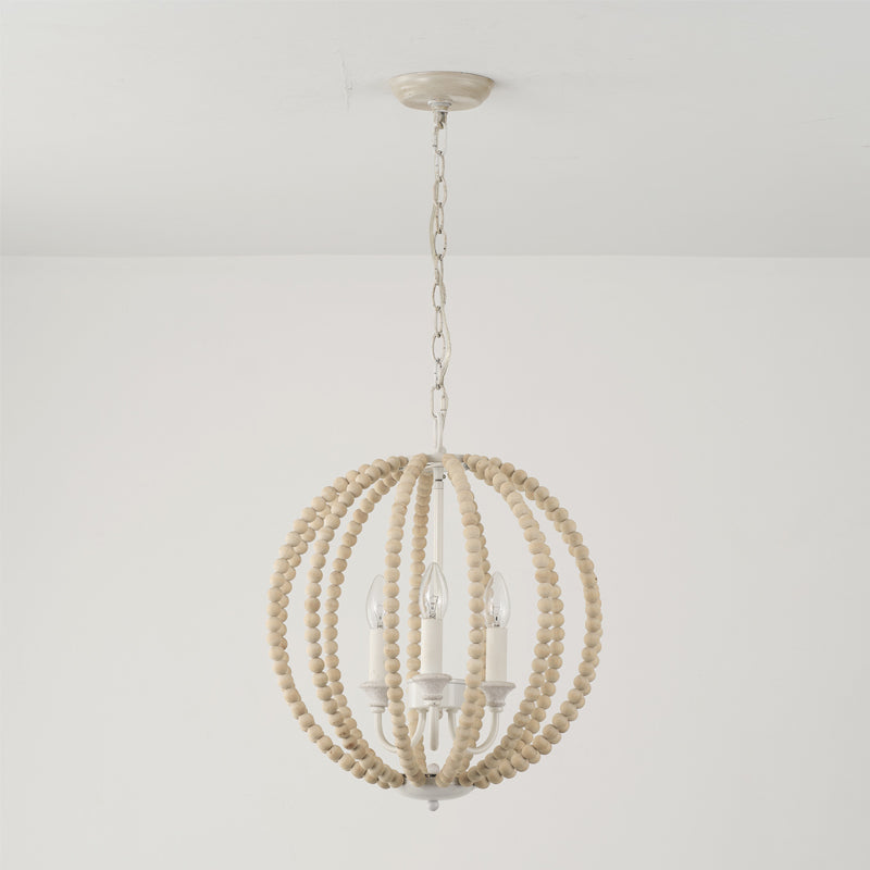 Vanoren Modern Minimalist Beaded Wooden Metal Pendant Lamp - Lamp Copper