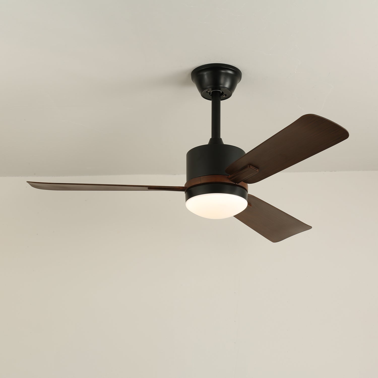 Plafonnier ventilateur Zeyra avec la télécommande portable visible