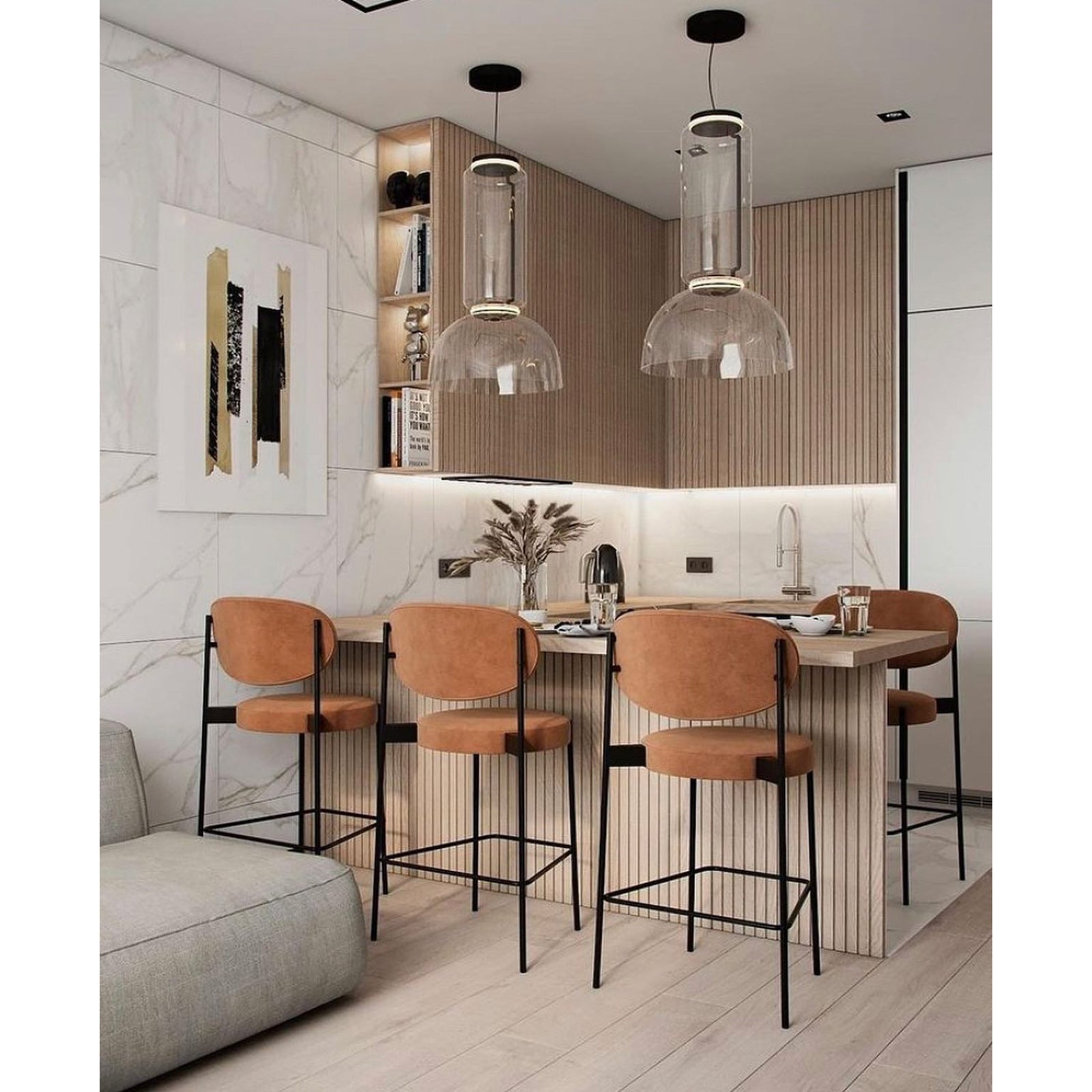 Cadorus Premium Elegance Glass Metal Pendant Lamp - Lamp Copper