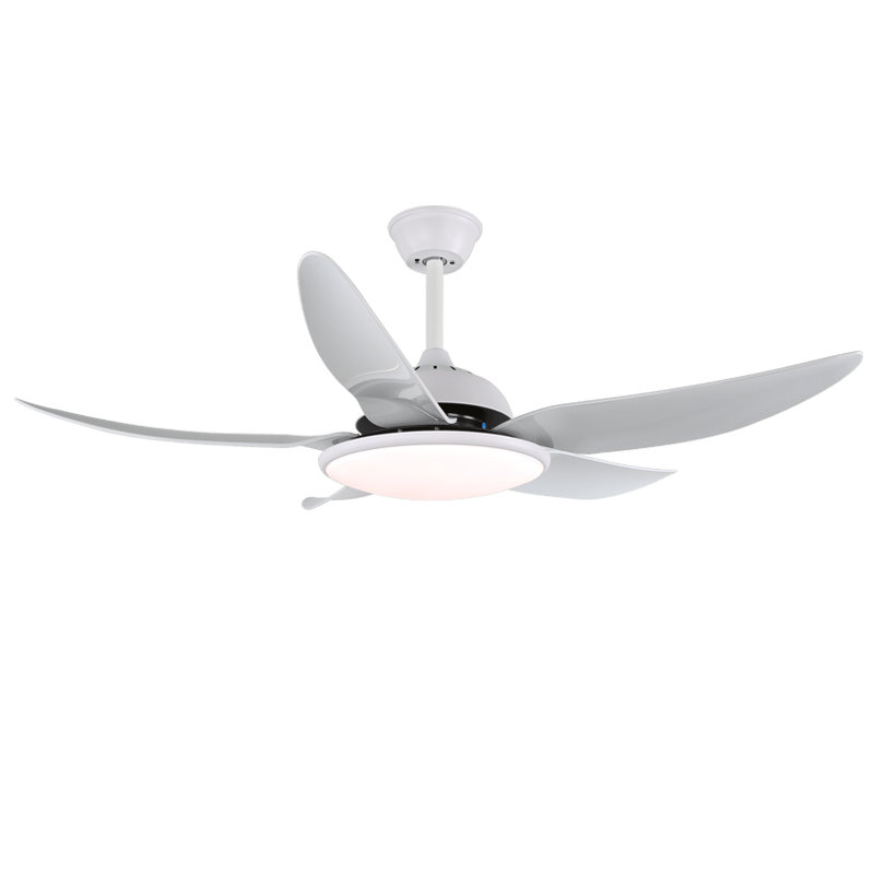 Détail du cadre métallique et de l'abat-jour en acrylique du Plafonnier Ventilateur Aquila
