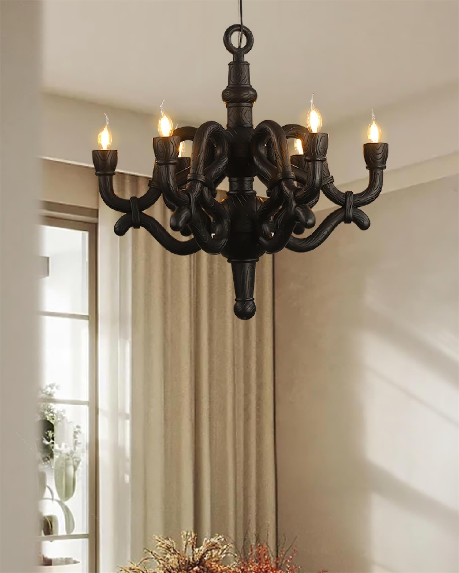 Nocturne Lustre Sculptural Bras en Faux-Bois - Neutralighting
