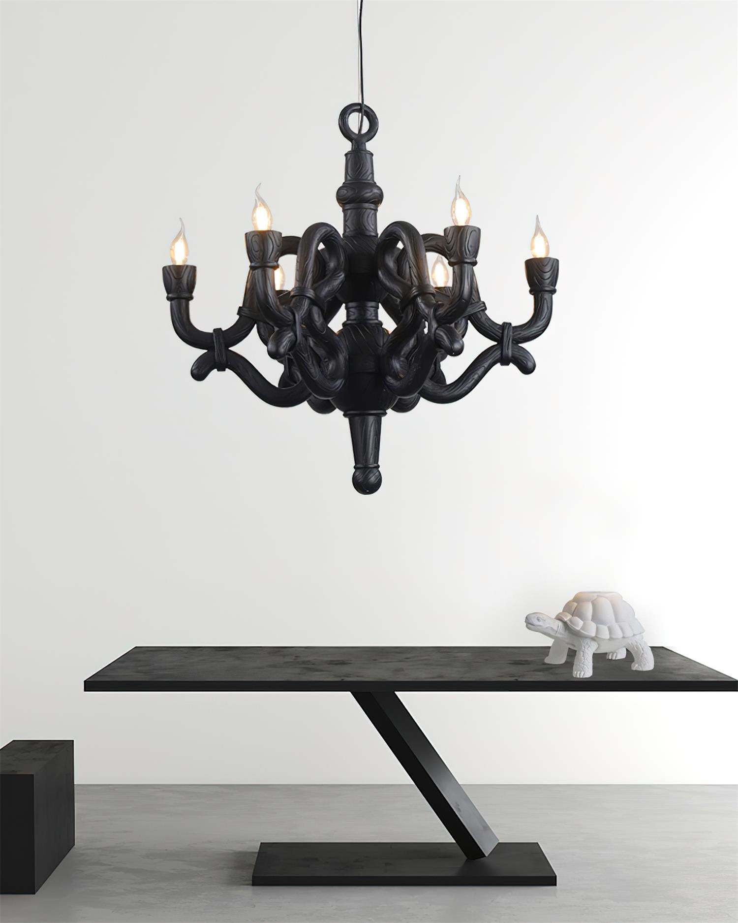 Nocturne Lustre Sculptural Bras en Faux-Bois - Neutralighting
