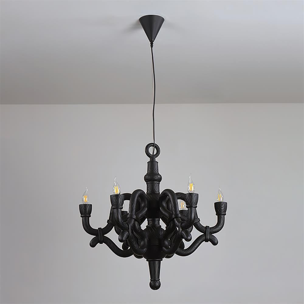Nocturne Lustre Sculptural Bras en Faux-Bois - Neutralighting