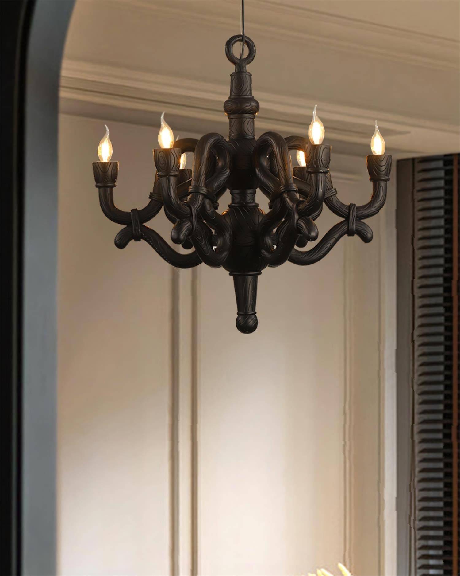 Nocturne Lustre Sculptural Bras en Faux-Bois - Neutralighting