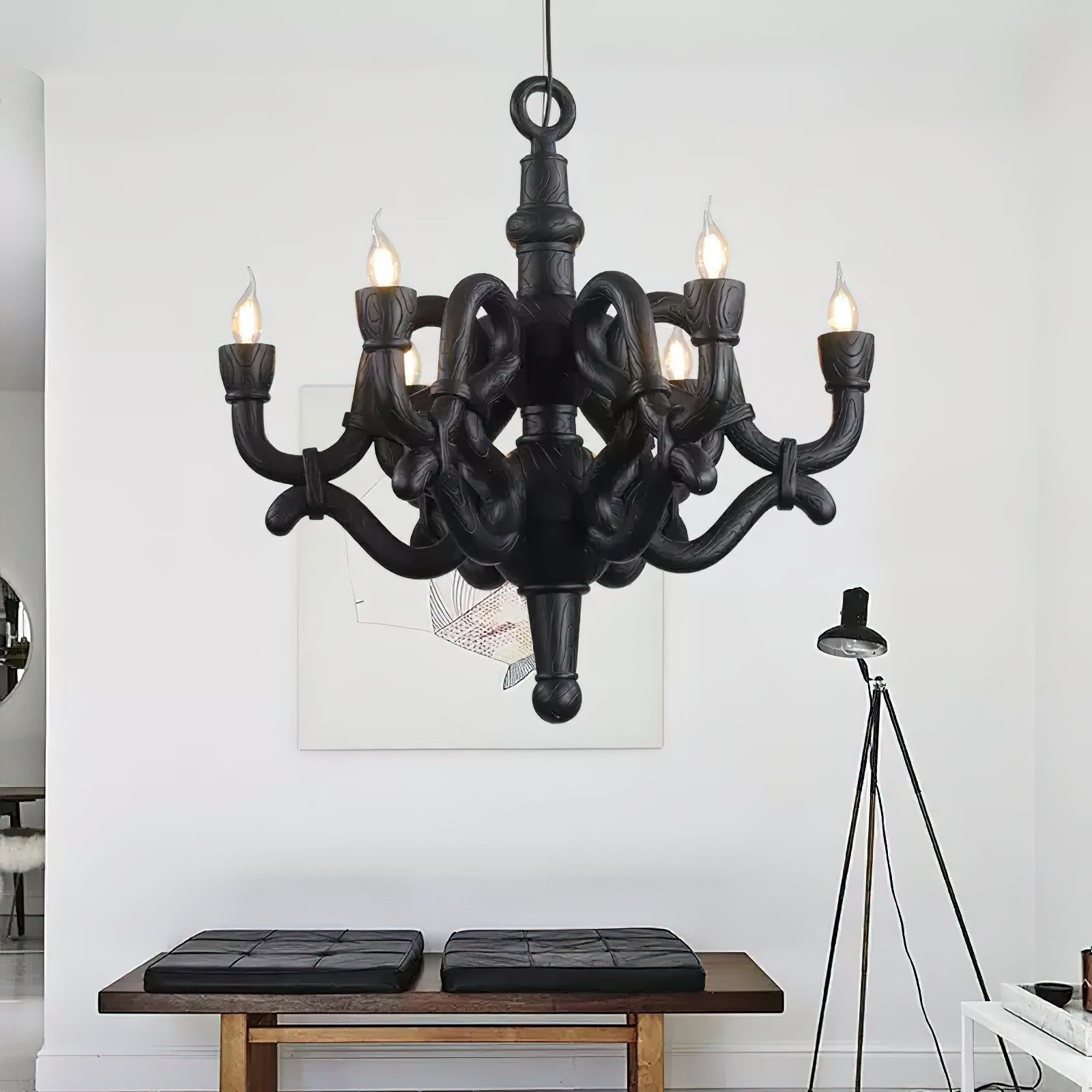 Nocturne Lustre Sculptural Bras en Faux-Bois - Neutralighting