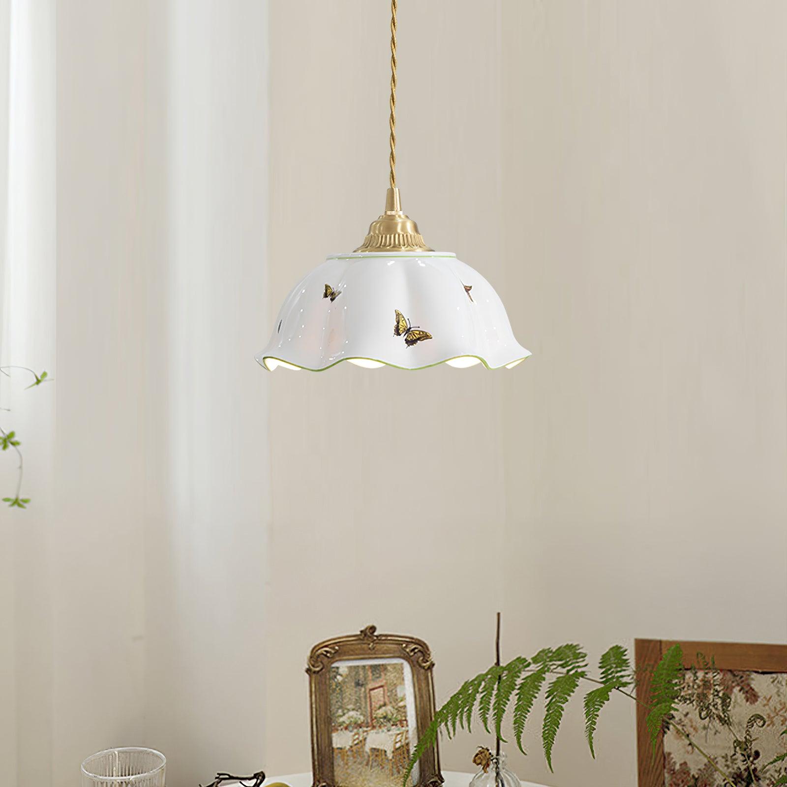 Vita Suspension Vintage en Céramique Papillons - Neutralighting
