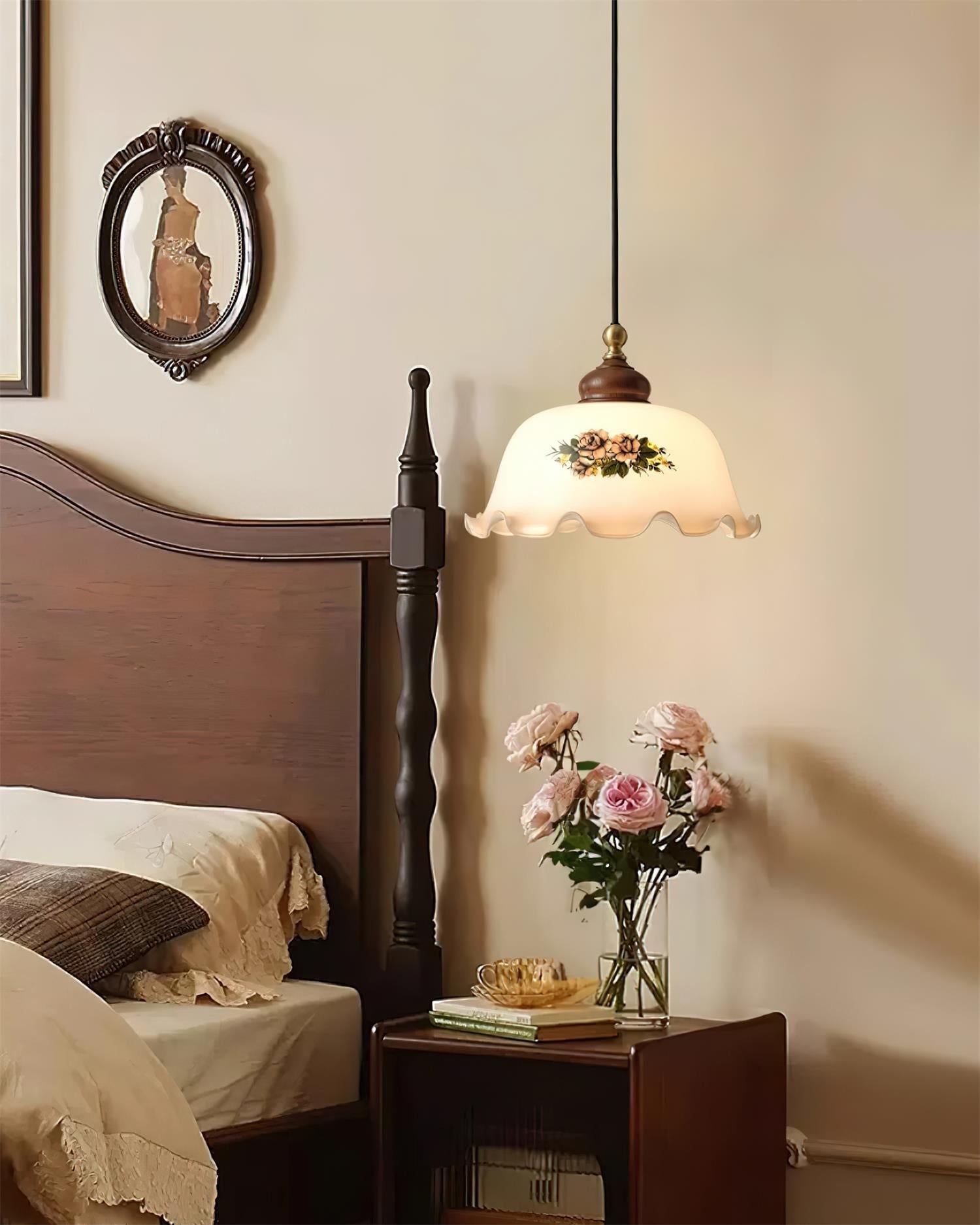 Belvia Vintage Floral Glass Pendant Light - Letslighting