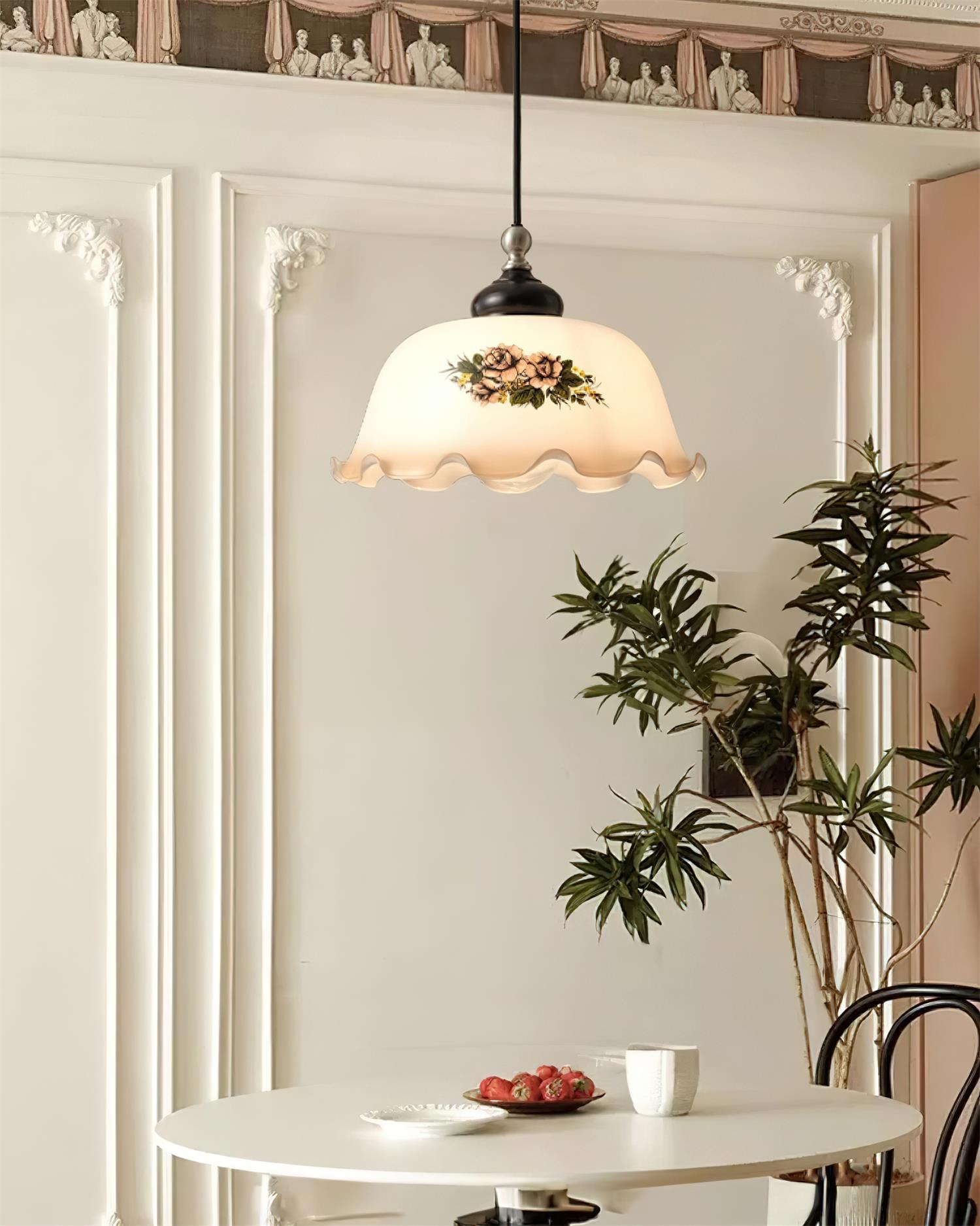 Belvia Vintage Floral Glass Pendant Light - Letslighting