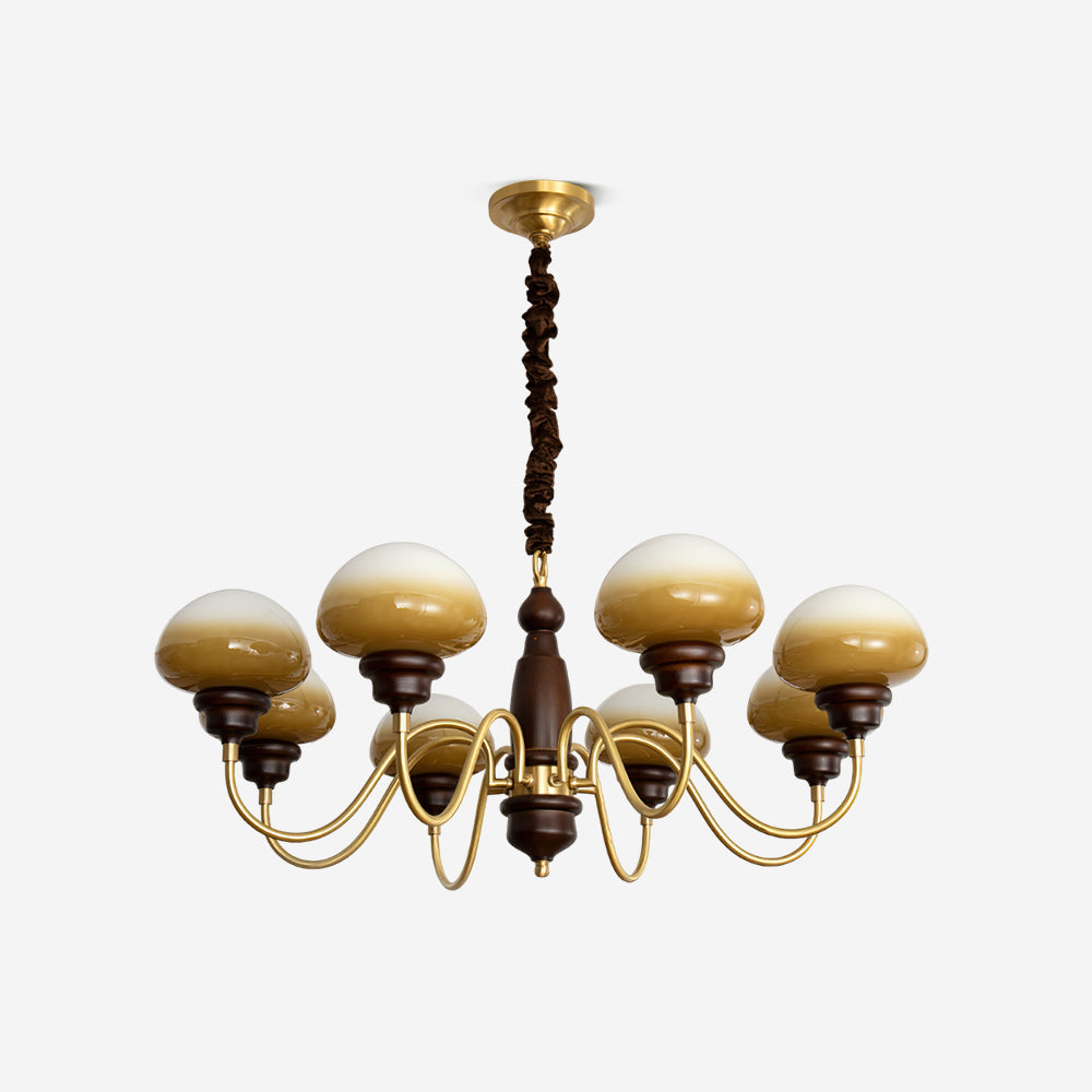 Nonna Chandelier Wooden Spiral Glass Orbs - Letslighting