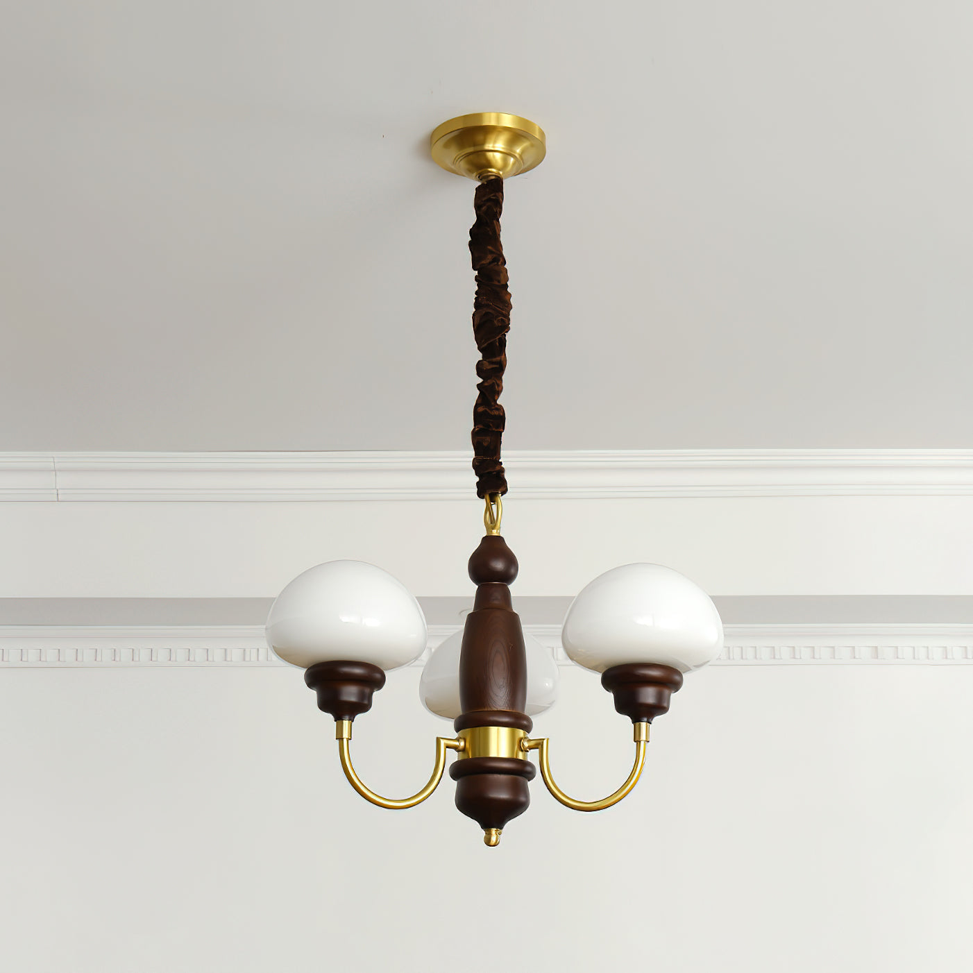 Nonna Chandelier Wooden Spiral Glass Orbs - Letslighting