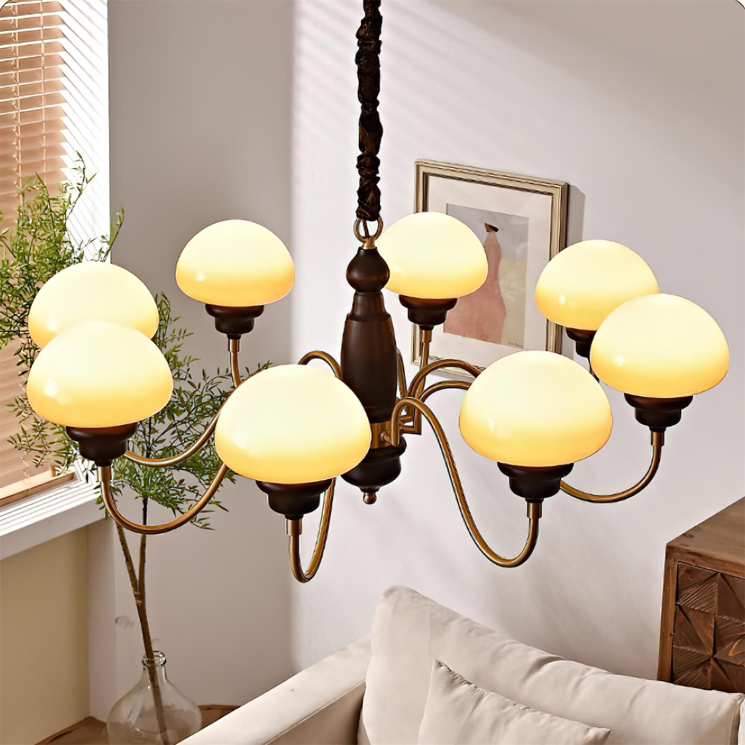 Nonna Chandelier Wooden Spiral Glass Orbs - Letslighting