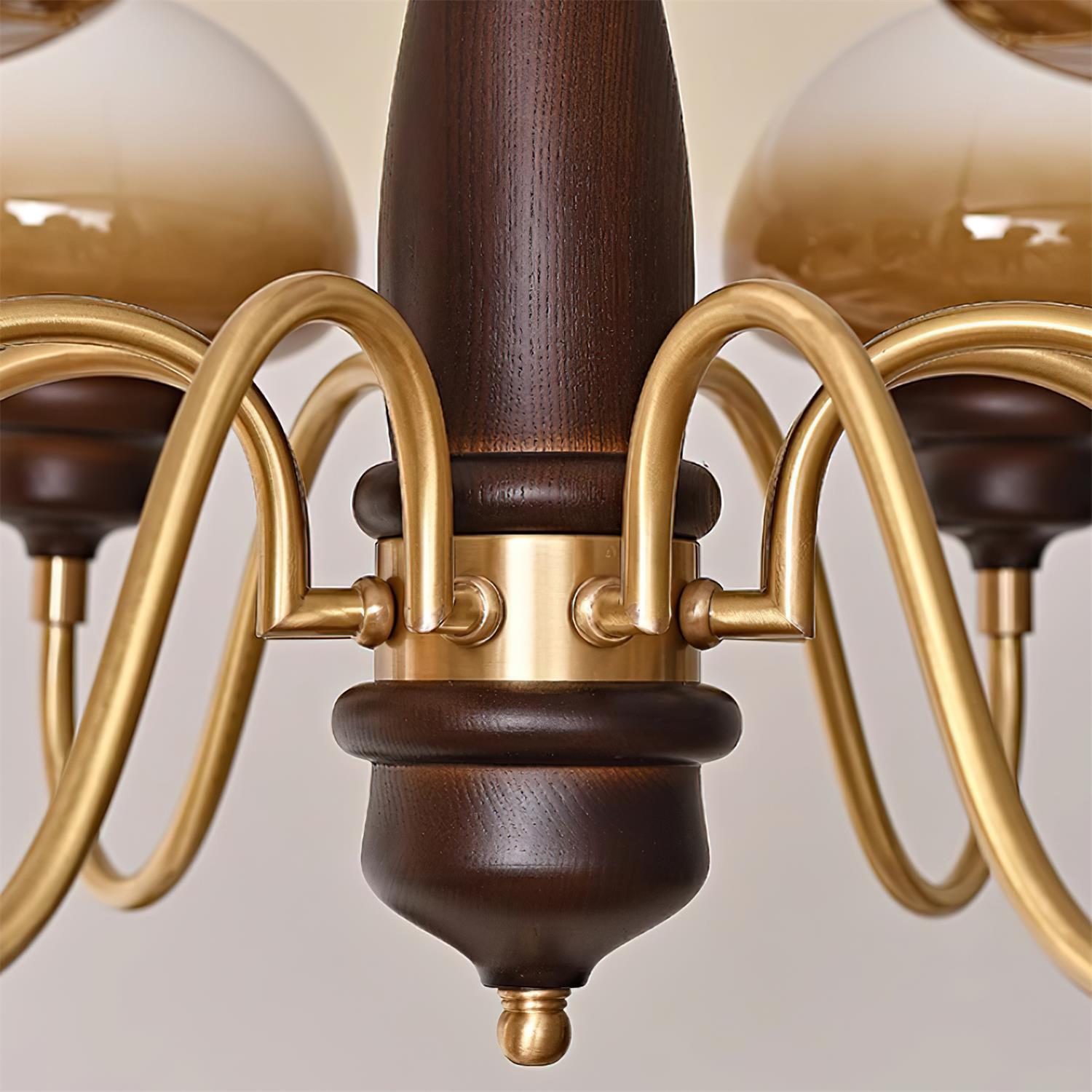 Nonna Chandelier Wooden Spiral Glass Orbs - Letslighting