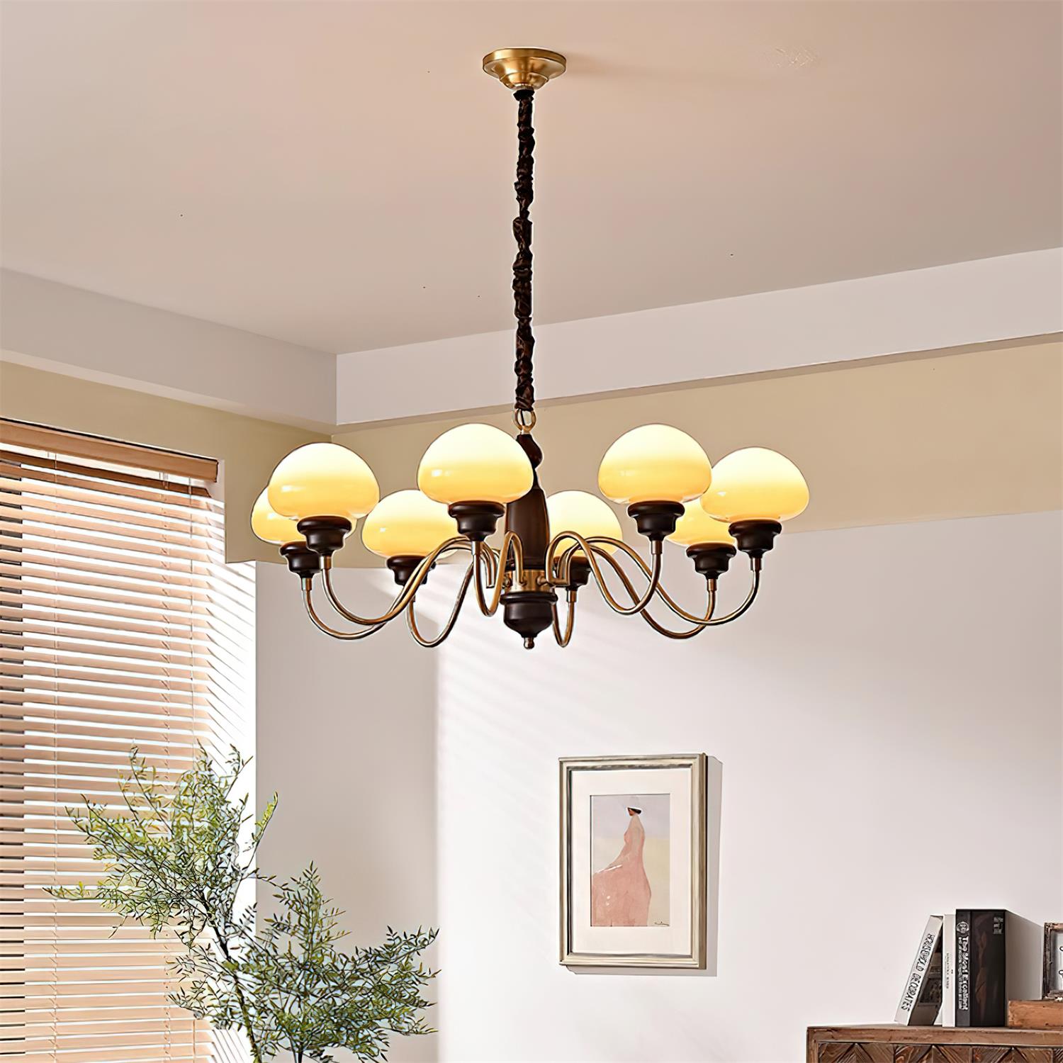 Nonna Chandelier Wooden Spiral Glass Orbs - Letslighting