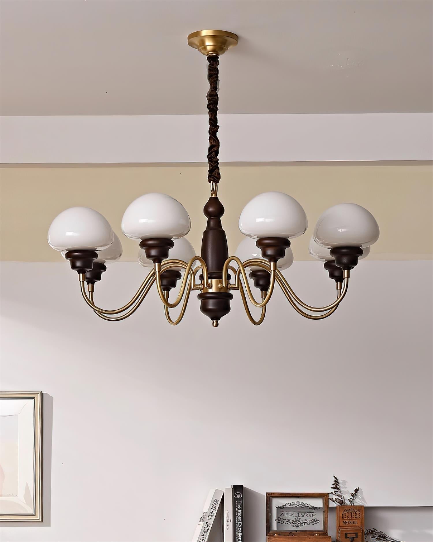 Nonna Chandelier Wooden Spiral Glass Orbs - Letslighting