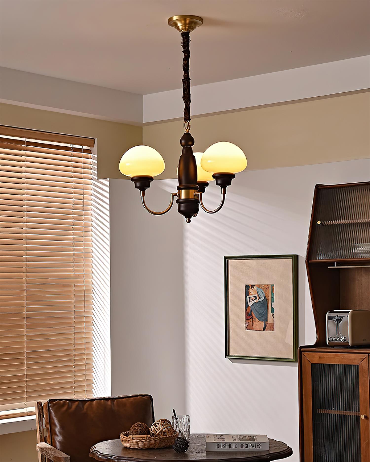 Nonna Chandelier Wooden Spiral Glass Orbs - Letslighting