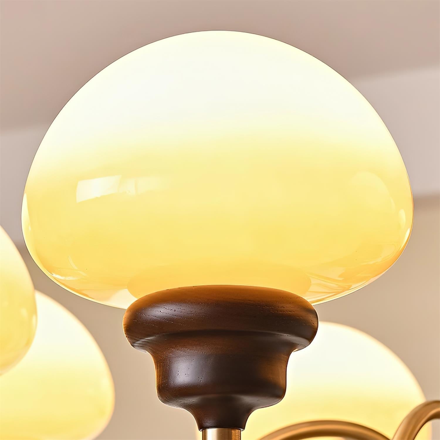 Nonna Chandelier Wooden Spiral Glass Orbs - Letslighting