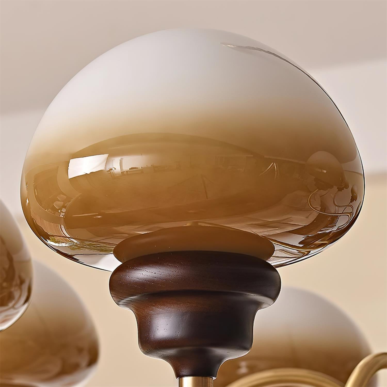 Nonna Chandelier Wooden Spiral Glass Orbs - Letslighting