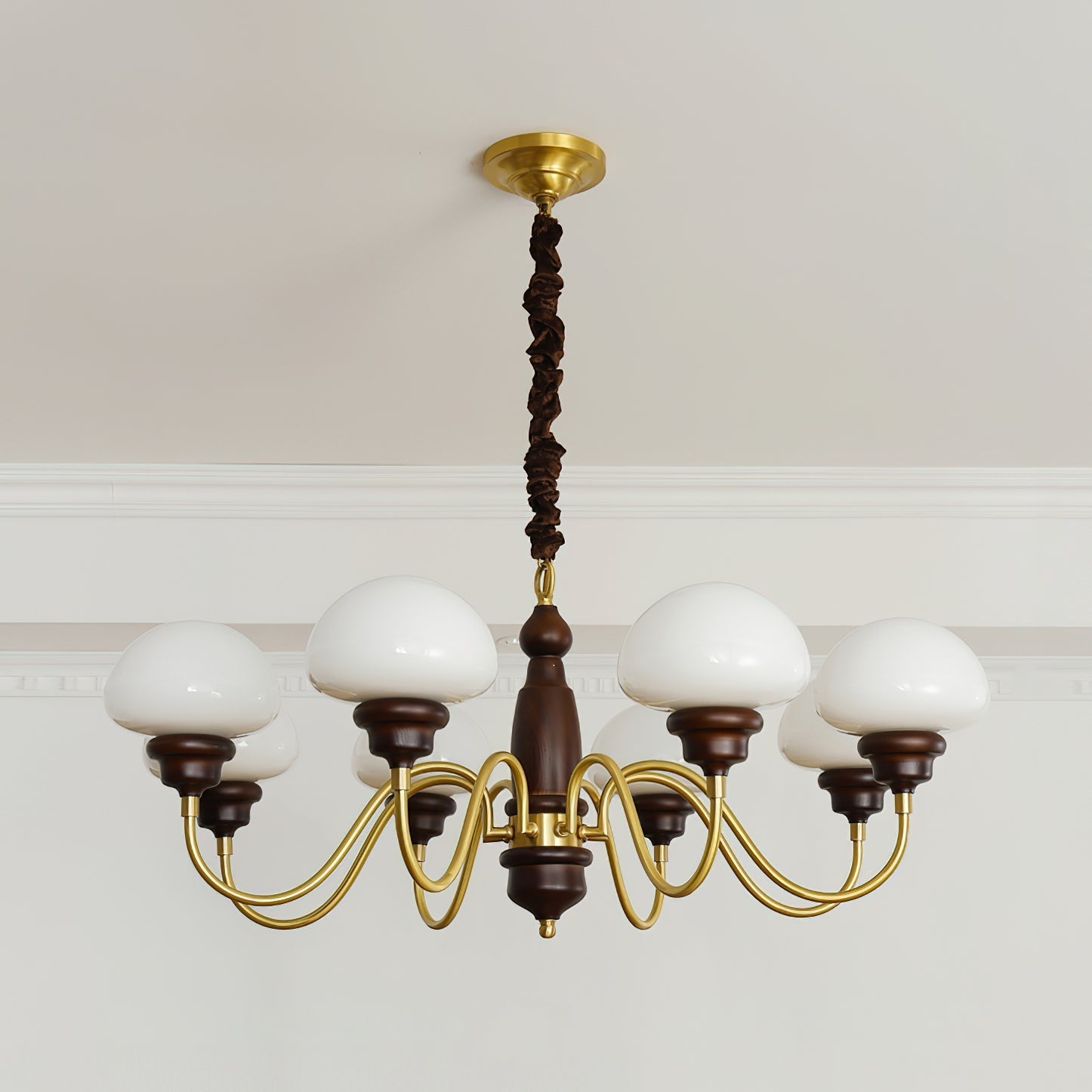 Nonna Chandelier Wooden Spiral Glass Orbs - Letslighting