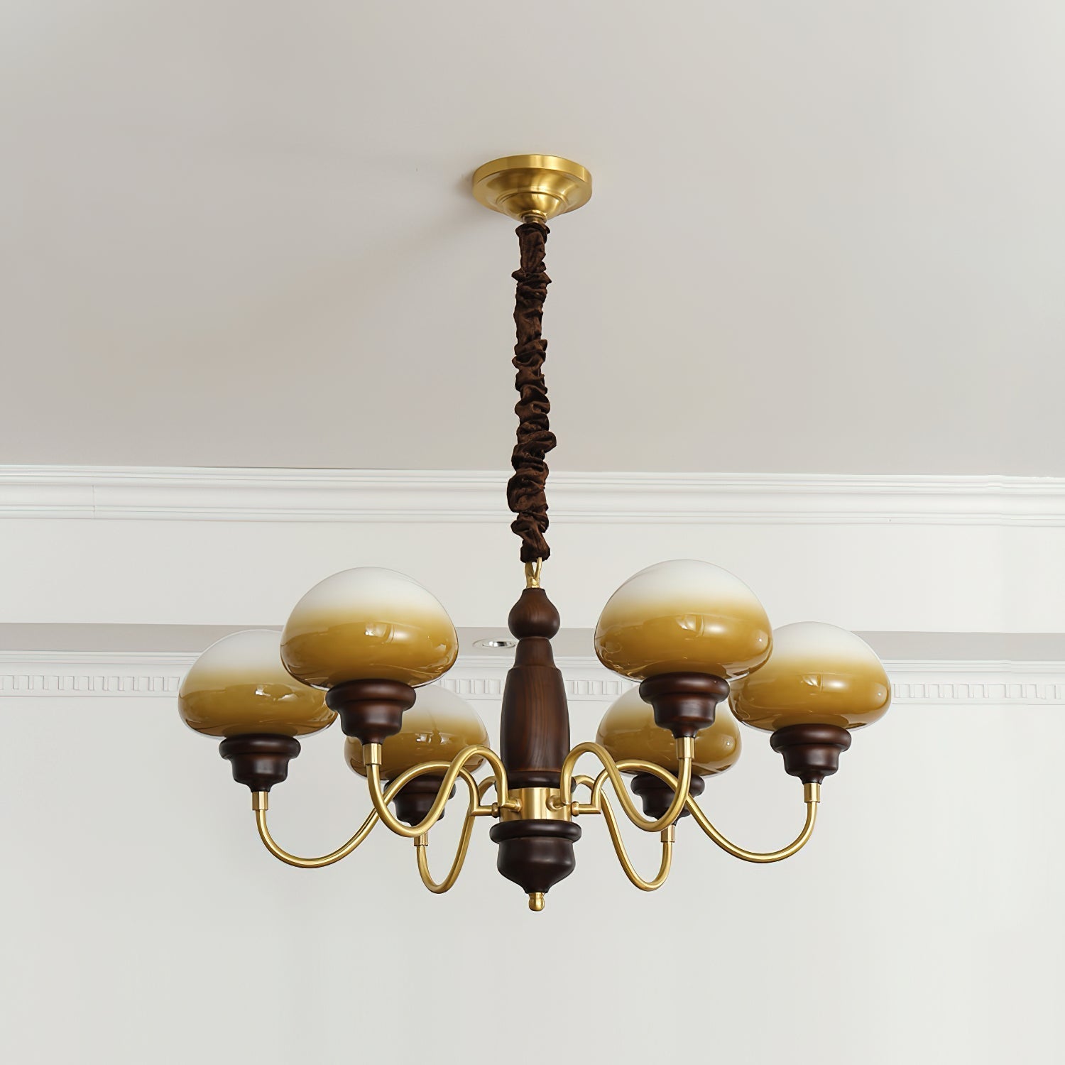 Nonna Chandelier Wooden Spiral Glass Orbs - Letslighting