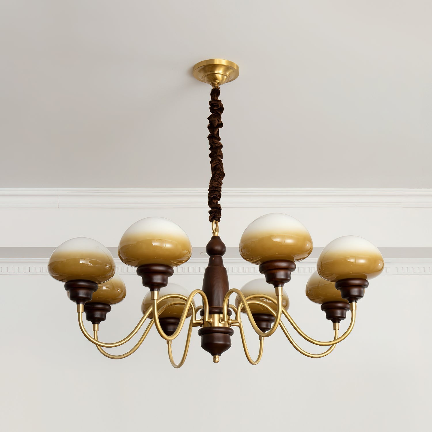 Nonna Chandelier Wooden Spiral Glass Orbs - Letslighting