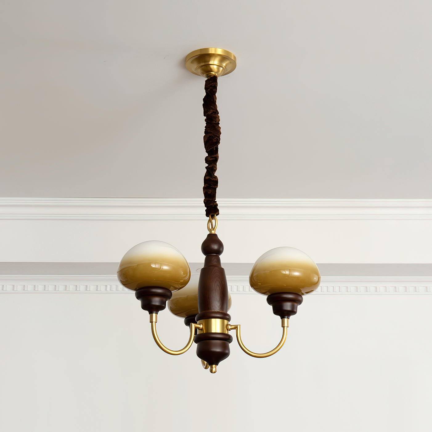 Nonna Chandelier Wooden Spiral Glass Orbs - Letslighting