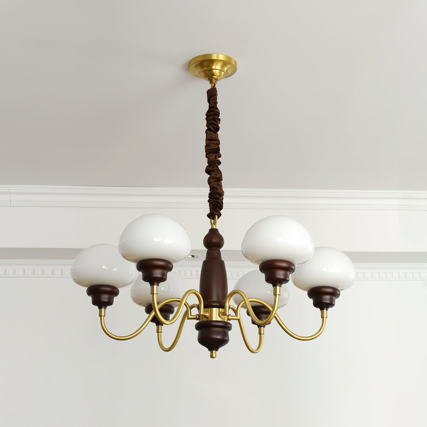 Nonna Chandelier Wooden Spiral Glass Orbs - Letslighting