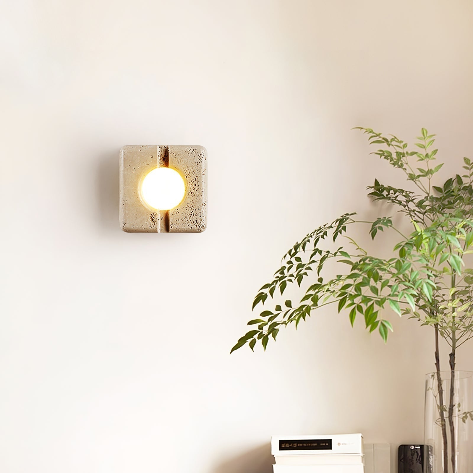Olvenan Carré Travertin Luminaire Mural - Neutralighting