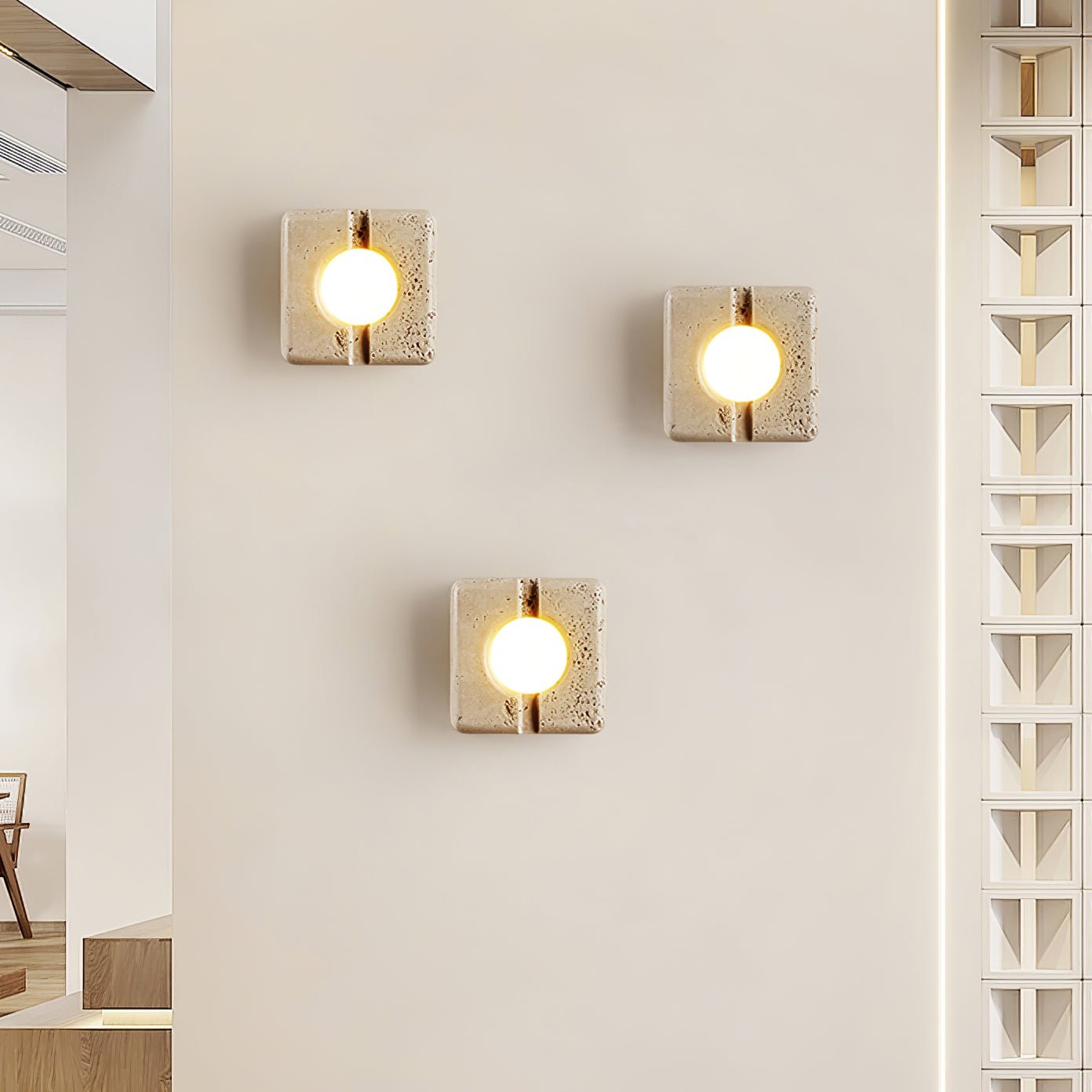 Olvenan Carré Travertin Luminaire Mural - Neutralighting