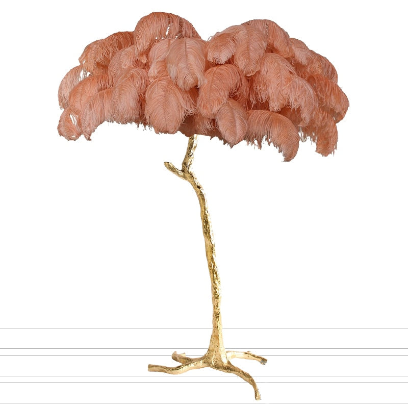 Lampadaire Fleur Luxe Plume/Métal Coloré Salon