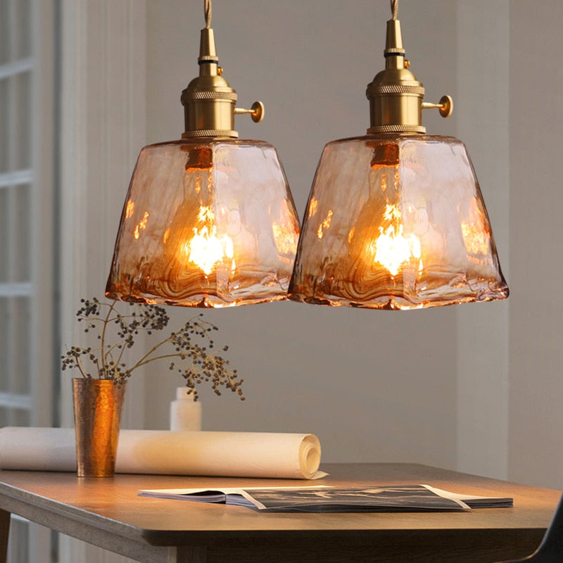 Zina Suspension Géométrique Vintage Verre. Laiton. Salon